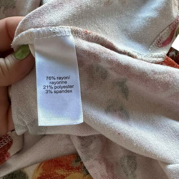 Womens Top  1X Cream Floral Lightweight Summery Spring Conservative Modest - Picture 6 of 8